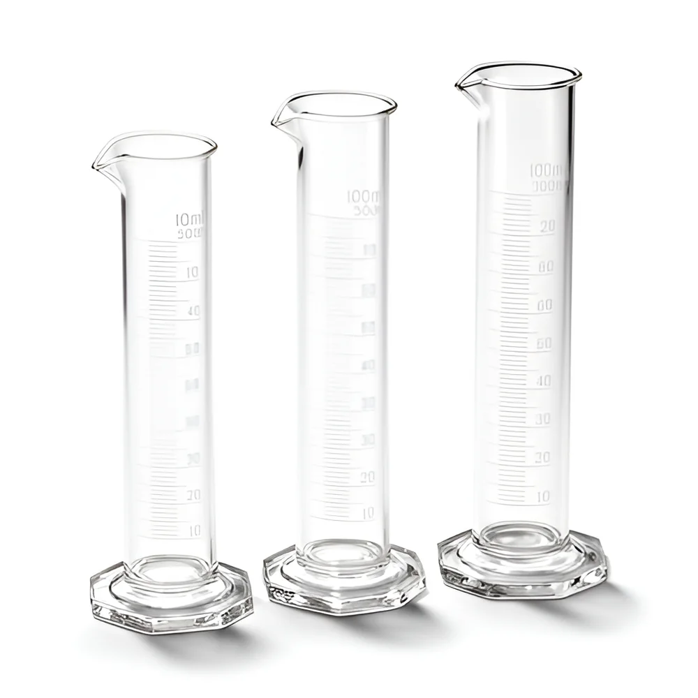 Juego de 3 probetas de vidrio, 10, 50 y 100 ml