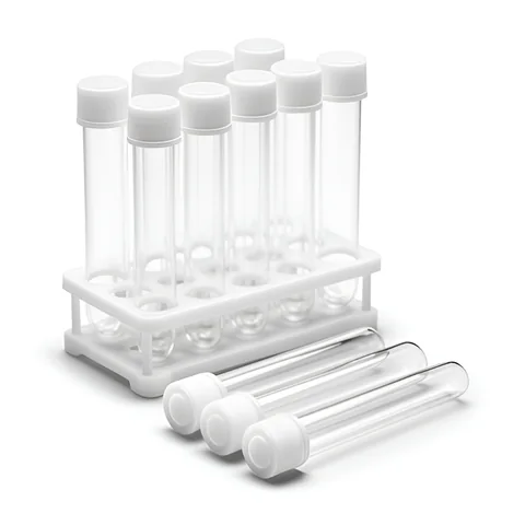 Tubos de ensayo de plástico con tapón, 12 × 75 mm, 50 unidades